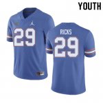 Youth Florida Gators #29 Isaac Ricks NCAA Jordan Brand Blue Authentic Stitched College Football Jersey CVL4362TL